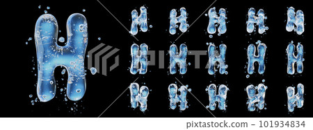 Water splashes letter isolated on white background. Abstract liquid font. Water splashes letter isolated on white background. Abstract liquid font. 101934834