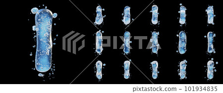 Water splashes letter isolated on white background. Abstract liquid font. Water splashes letter isolated on white background. Abstract liquid font. 101934835