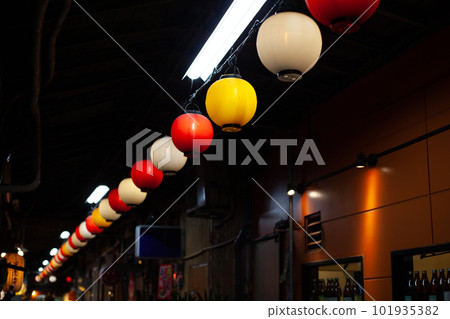 A nostalgic bar district with lots of colorful lanterns A nostalgic bar district with lots of colorful lanterns 101935382