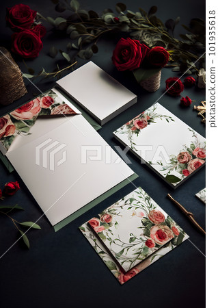 Greeting card with rose illustration "AI generated image" 101935618