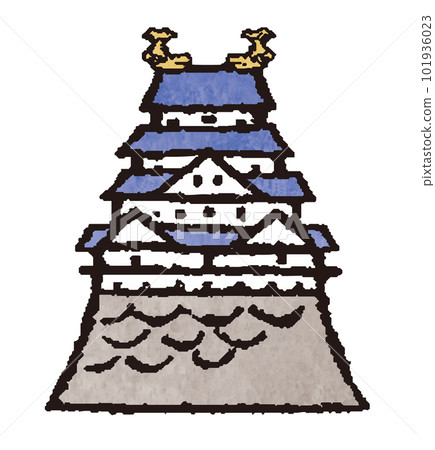 Simple Japanese style Japanese castle hand-drawn illustration 101936023