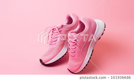 Pink running shoes. Illustration AI Generative 101936686