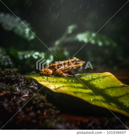 Frog in green nature. Illustration AI Generative Frog in green nature. Illustration AI Generative 101936697