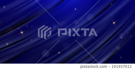 Elegant blue curved line on dark blue background with sparkle and copy space for text. Template premium award design. 101937012