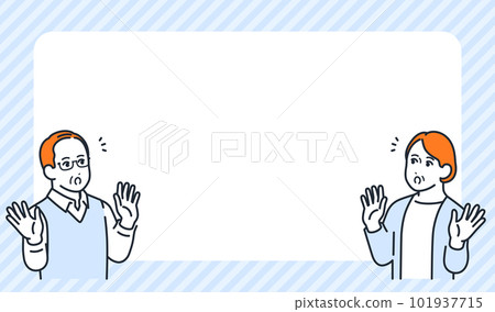 A simple vector illustration material of a surprised senior couple and a striped frame A simple vector illustration material of a surprised senior couple and a striped frame 101937715