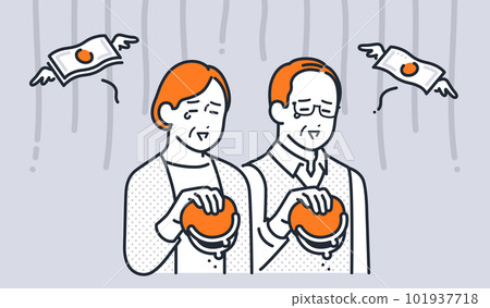 A simple vector illustration material of a senior couple who has no money 101937718