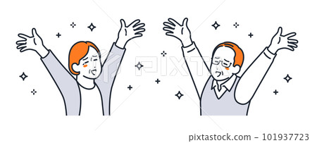 一對快樂的高級夫婦的簡單矢量插圖素材 101937723