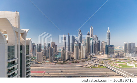 Dubai Marina highway intersection spaghetti junction timelapse 101939713