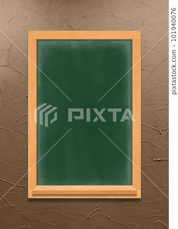 Chalkboard with natural wood shelves on a café-colored troweled wall Chalkboard with natural wood shelves on a café-colored troweled wall 101940076