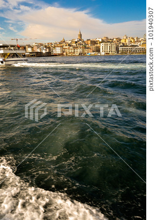 Galata Bridge and Galata Tower, one of the most visited places in Istanbul, January 21, 2023 Eminonu Istanbul Turkey Galata Bridge and Galata Tower, one of the most visited places in Istanbul, January 21, 2023 Eminonu Istanbul Turkey 101940307