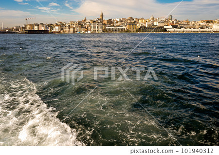 Galata Bridge and Galata Tower, one of the most visited places in Istanbul, January 21, 2023 Eminonu Istanbul Turkey 101940312