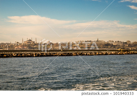 Old Byzantine and Ottoman capital historical peninsula, Istanbul Turkey historical peninsula looks Topkapi Palace, Hagia Sophia and Blue Mosque, January 21, 2023 101940333