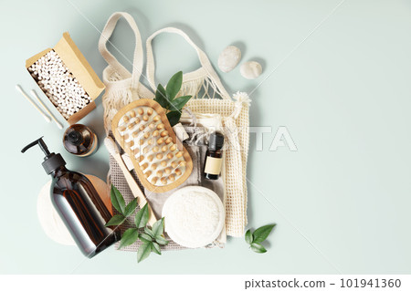 Natural self care products. Zero waste, eco-friendly bathroom and spa accessories 101941360