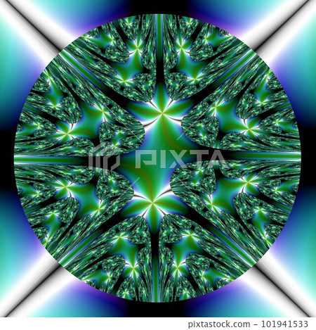 Original handmade artwork (not AI). A unique colourful detailed visualisation of a mathematical object called a fractal. 101941533