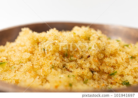 Seasoned flying fish roe on white background 101941697