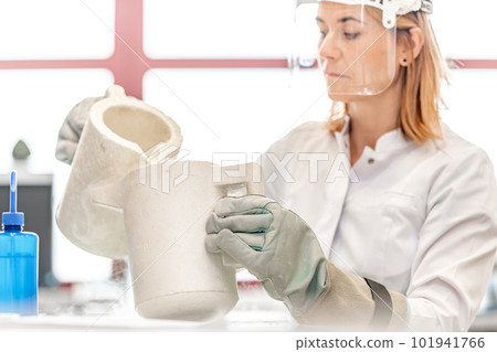 research of dangerous chemical substances in the biochemical laboratory of the Scientific Institute. Use protective equipment, glass face mask and rubber gloves research of dangerous chemical substances in the biochemical laboratory of the Scientific Institute. Use protective equipment, glass face mask and rubber gloves 101941766