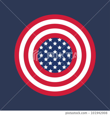 Image of the American flag in the form of a shield. Shield of Captain America. Vector Image of the American flag in the form of a shield. Shield of Captain America. Vector 101942008