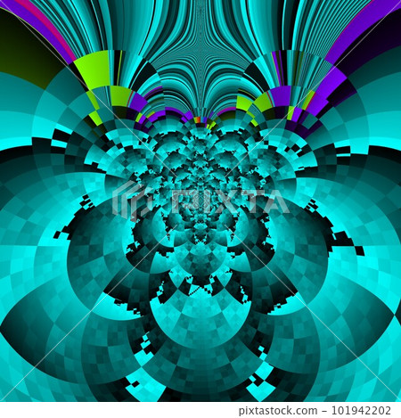 Original handmade artwork (not AI). A unique colourful detailed visualisation of a mathematical object called a fractal. 101942202