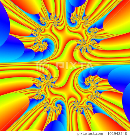 Original handmade artwork (not AI). A unique colourful detailed visualisation of a mathematical object called a fractal. 101942248