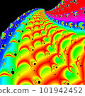 Original handmade artwork (not AI). A unique colourful detailed visualisation of a mathematical object called a fractal. 101942452
