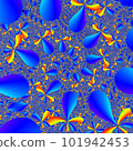 Original handmade artwork (not AI). A unique colourful detailed visualisation of a mathematical object called a fractal. 101942453