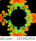 Original handmade artwork (not AI). A unique colourful detailed visualisation of a mathematical object called a fractal. 101942454