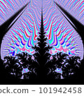 Original handmade artwork (not AI). A unique colourful detailed visualisation of a mathematical object called a fractal. 101942458