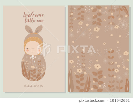 Baby shower celebration greeting and invitation card.Cute newborn baby design.Vector illustrations. 101942691