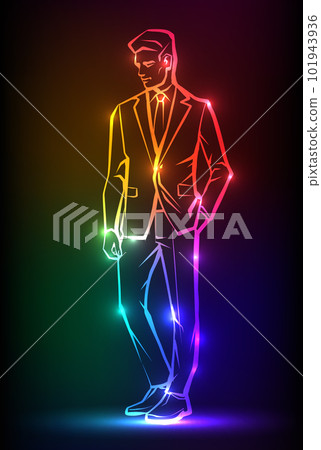 Fashion model. Line Drawing Illustration of Young Man 101943936