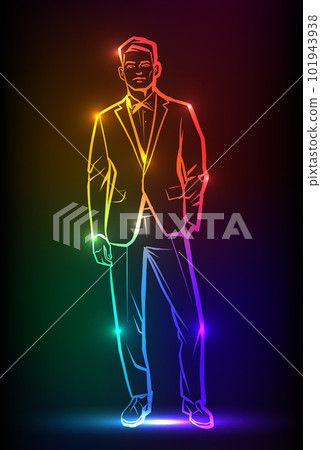 Fashion model. Line Drawing Illustration of Young Man 101943938