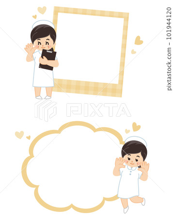 中年女護士與相框插畫套裝相框對話泡泡 中年女護士與相框插畫套裝相框對話泡泡 101944120