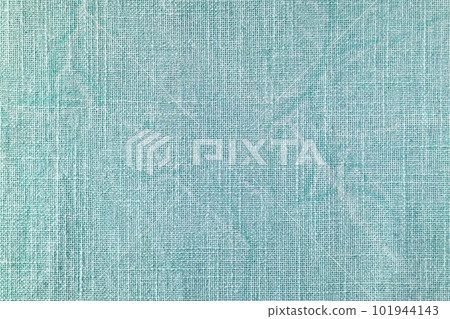 Natural turquoise linen fabric texture background 101944143