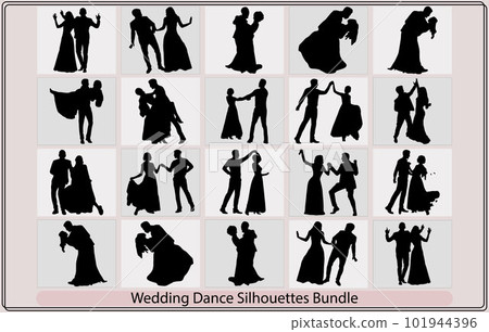 Couple Wedding dancing silhouette,Male And Female Dancing silhouettes Collection,Bride and groom in wedding silhouettes illustration Couple Wedding dancing silhouette,Male And Female Dancing silhouettes Collection,Bride and groom in wedding silhouettes illustration 101944396