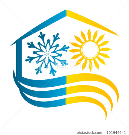 Sun snowflake under the roof of the house and waves of air flow 101944641