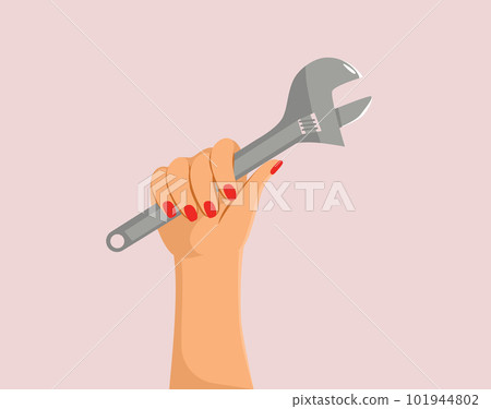 Female Hand Holding Spanner Labor Day 101944802