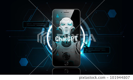 ChatGPT conversation method illustrations. Artificial intelligence chatbot on smartphone, ChatGPT AI Chatbot concept, vector illustration 101944807