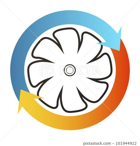 Air conditioner and heating symbol, ventilator and arrows 101944922