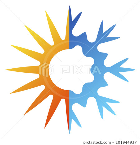 Air conditioner symbol. Sun heating and snowflake cooling 101944937