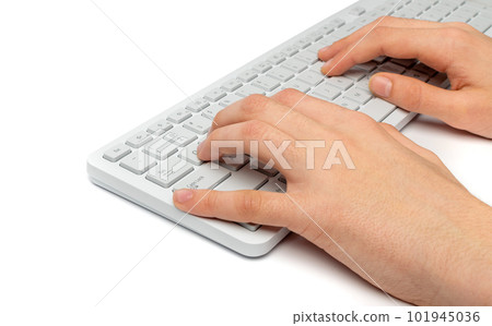 White Keyboard Keys, Macro Shot of Keyboard Buttons 101945036