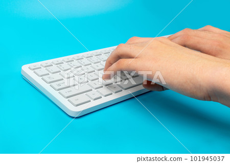 White Keyboard Keys, Macro Shot of Keyboard Buttons 101945037