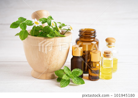 Alternative medicine herbal organic capsule with vitamin E omega 3 fish oil, mineral, drug with herbs leaf natural supplements for healthy good life. 101945180