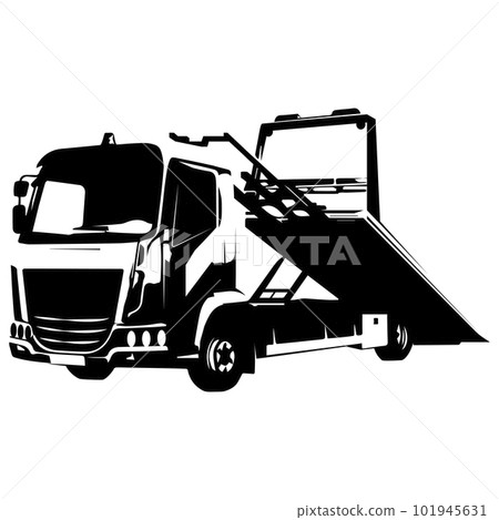 Car tow truck black silhouette for business 101945631