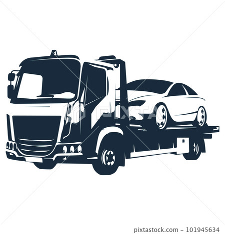Car tow truck with loaded car Car tow truck with loaded car 101945634