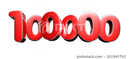 Number 100000 red 3D illustration. 101945742