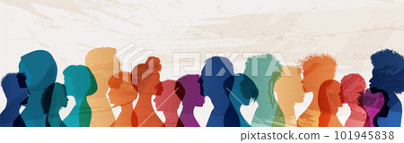 Silhouette profile face group of men and women of diverse culture. People diversity. Racial equality anti-racism concept. Social inclusion.Gender equality.Multicultural society. Community Silhouette profile face group of men and women of diverse culture. People diversity. Racial equality anti-racism concept. Social inclusion.Gender equality.Multicultural society. Community 101945838