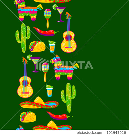 Cinco de Mayo seamless pattern. Mexican holiday items. Cinco de Mayo seamless pattern. Mexican holiday items. 101945926