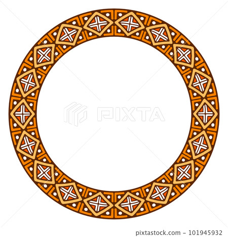 African ethnic round ornament. Hand stamp printing. Ethnic folk ornament. African ethnic round ornament. Hand stamp printing. Ethnic folk ornament. 101945932