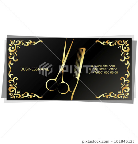 Gold business card beauty salon and hairdresser 101946125