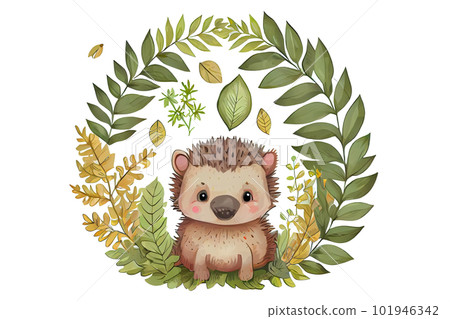 hedgehog illustration on white background. Generative AI hedgehog illustration on white background. Generative AI 101946342