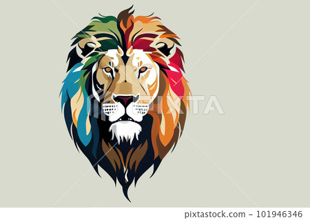 colored lion logo illustration. Generative AI colored lion logo illustration. Generative AI 101946346
